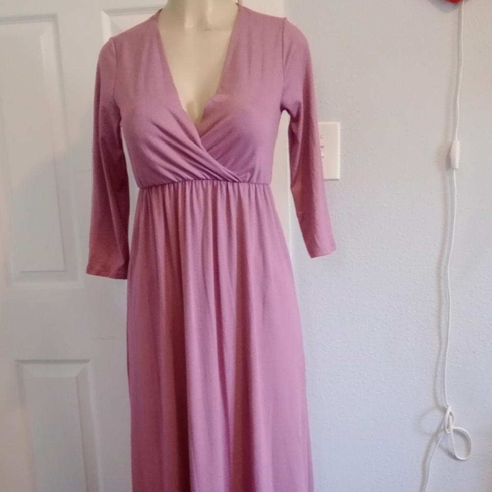 Mother Bee Maternity Mauve Long Sleeve Dress